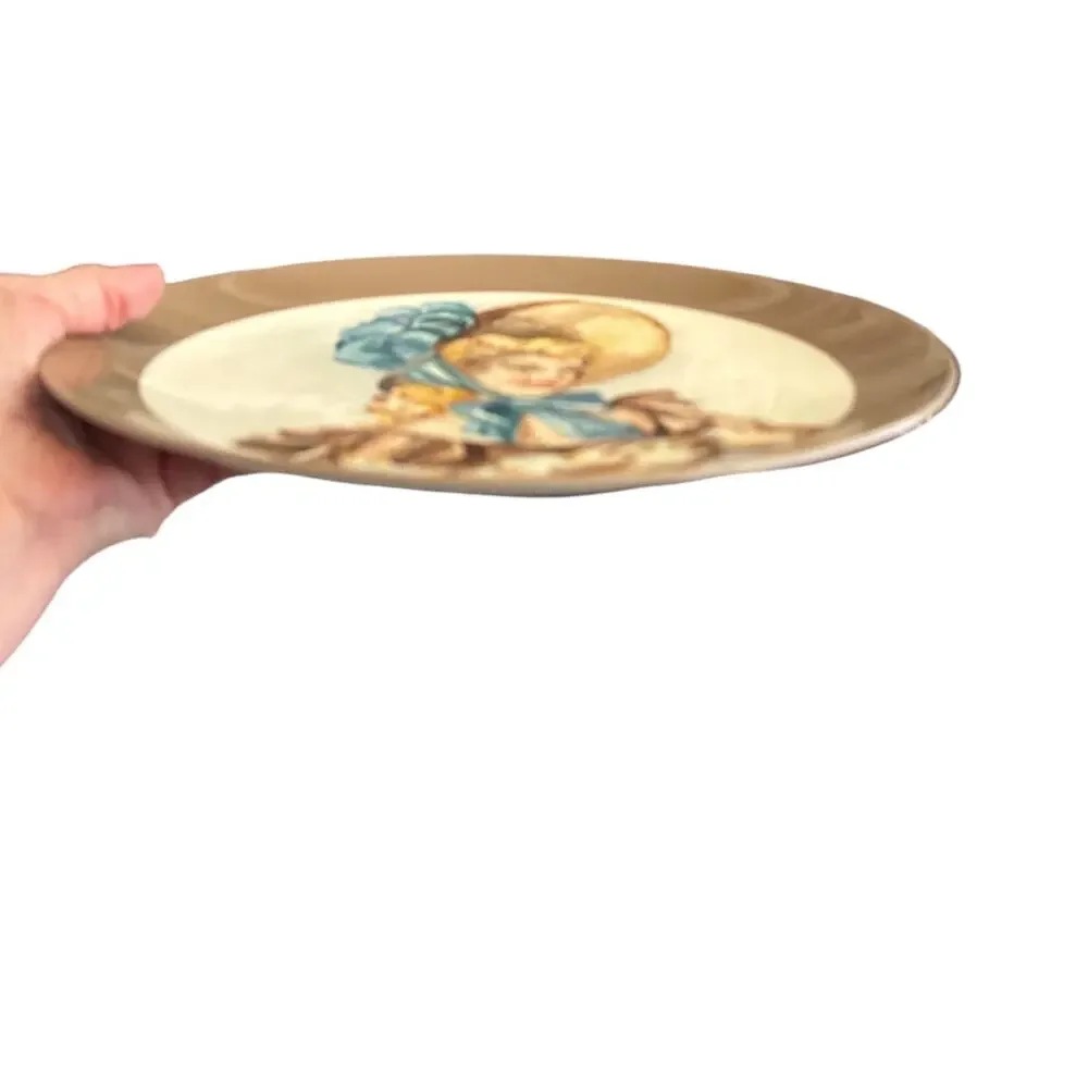 Vintage 1950s Hand Painted Lady Plate by Helen Burke 10.5”